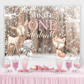 Winter Onederland Schneeflocken Und Tiere Geburtstag Hintergrund